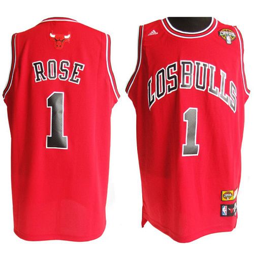 Latin Nights Bulls #1 Derrick Rose Red Stitched NBA Jersey