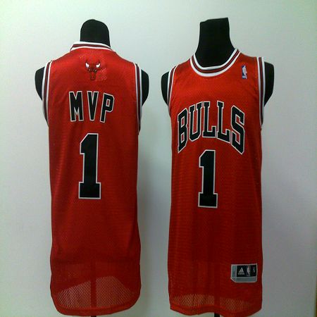 Bulls #1 Derrick Rose Red MVP Stitched NBA Jersey