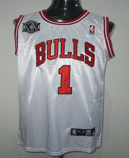 Bulls #1 Derrick Rose White With 20TH Stitched NBA Jersey