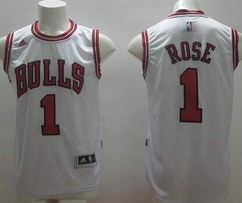 Revolution 30 Bulls #1 Derrick Rose White Stitched NBA Jersey