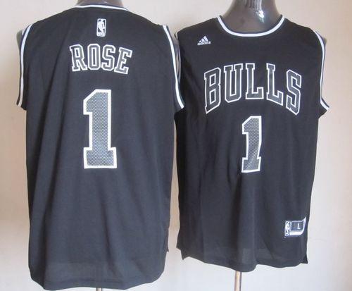 Bulls #1 Derrick Rose Black Shadow Stitched NBA Jersey