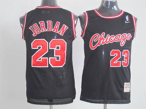 Bulls #23 Michael Jordan Black  Throwback Stitched NBA Jersey