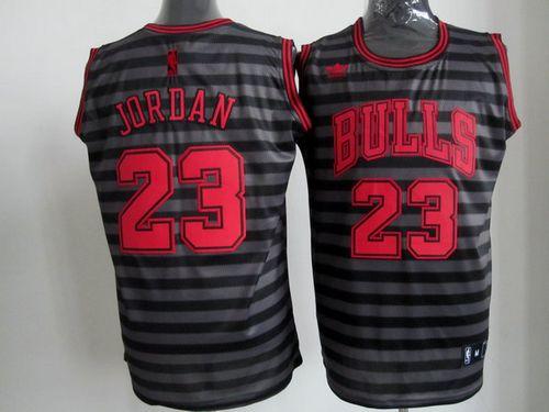 Bulls #23 Michael Jordan Black/Grey Groove Stitched NBA Jersey