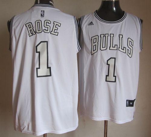 Bulls #1 Derrick Rose White On White Stitched NBA Jersey