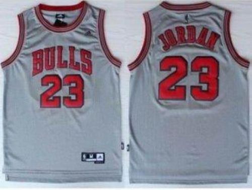 Revolution 30 Bulls #23 Michael Jordan Grey Stitched NBA Jersey