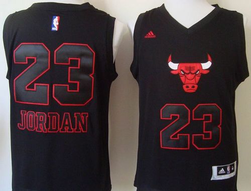 Bulls #23 Michael Jordan Black New Fashion Stitched NBA Jersey