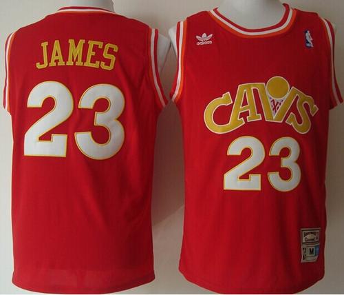 Mitchell and Ness Cavaliers #23 LeBron James Stitched Red CAVS NBA Jersey