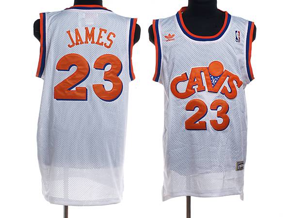 Mitchell and Ness Cavaliers #23 LeBron James Stitched White CAVS NBA Jersey
