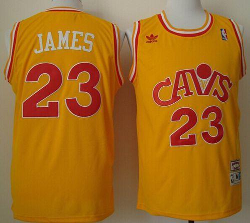 Cavaliers #23 LeBron James Yellow CAVS Throwback Stitched NBA Jersey