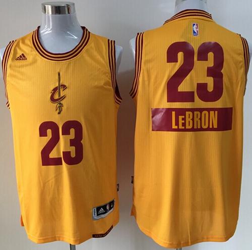 Cavaliers #23 LeBron James Yellow 2014 15 Christmas Day Stitched NBA Jersey