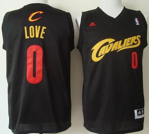 Cavaliers #0 Kevin Love Black(Red No.) Fashion Stitched NBA Jersey