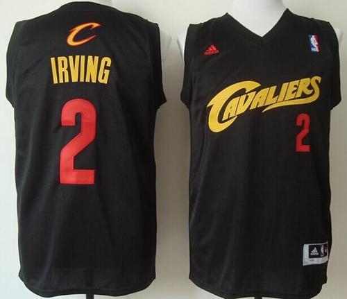 Cavaliers #2 Kyrie Irving Black(Red No.) Fashion Stitched NBA Jersey