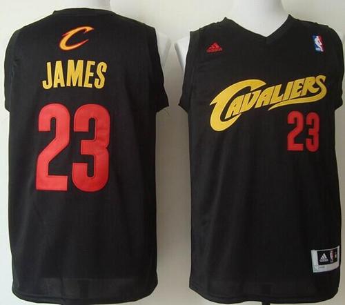 Cavaliers #23 LeBron James Black(Red No.) Fashion Stitched NBA Jersey