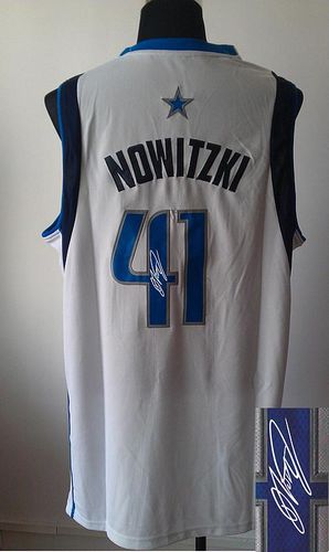 Revolution 30 Autographed Mavericks #41 Dirk Nowitzki White Stitched NBA Jersey