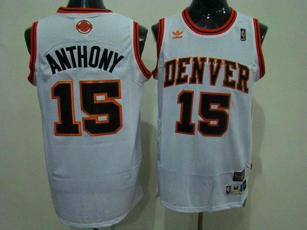 Nuggets #15 Carmelo Anthony White Swingman Throwback Stitched NBA Jersey