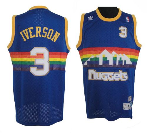 Nuggets #3 Allen Iverson Light Blue Throwback Stitched NBA Jersey