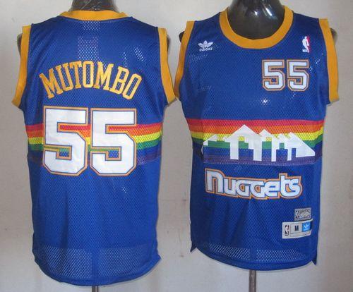 Nuggets #55 Dikembe Mutombo Light Blue Throwback Stitched NBA Jersey