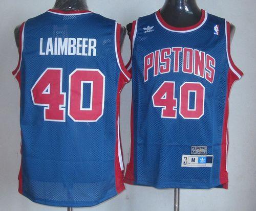 Pistons #40 Bill Laimbeer Blue Throwback Stitched NBA Jersey