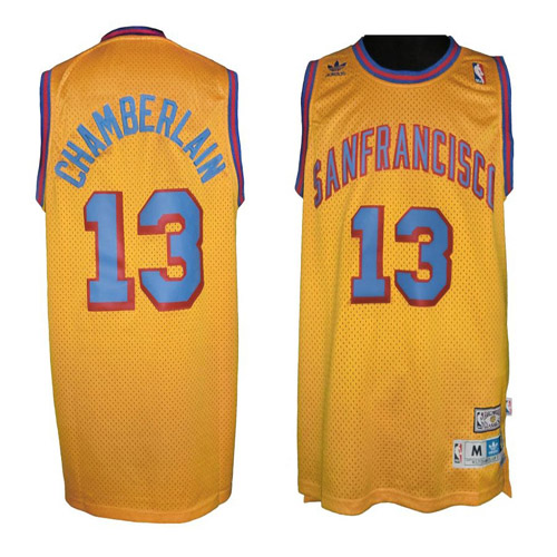 Warriors #13 Wilt Chamberlain Gold Throwback San Francisco Stitched NBA Jersey