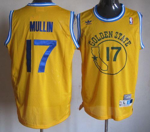 Warriors #17 Chris Mullin Gold Throwback Stitched NBA Jersey