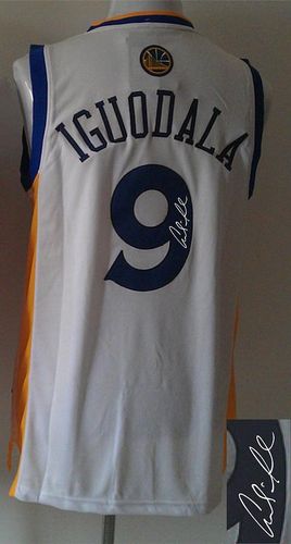 Revolution 30 Autographed Warriors #9 Andre Iguodala White Stitched NBA Jersey