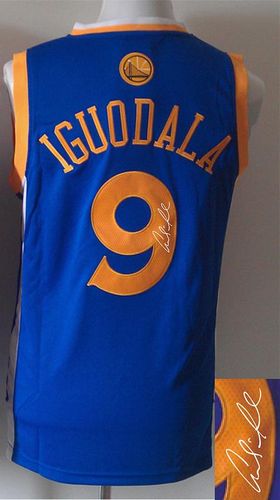 Revolution 30 Autographed Warriors #9 Andre Iguodala Blue Stitched NBA Jersey