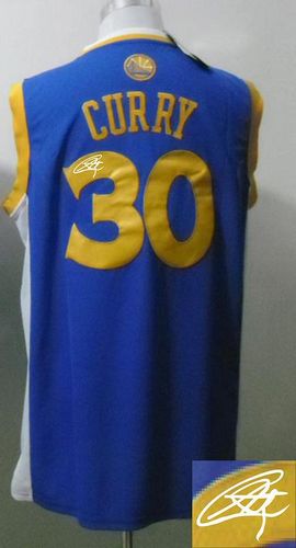 Revolution 30 Autographed Warriors #30 Stephen Curry Blue Stitched NBA Jersey