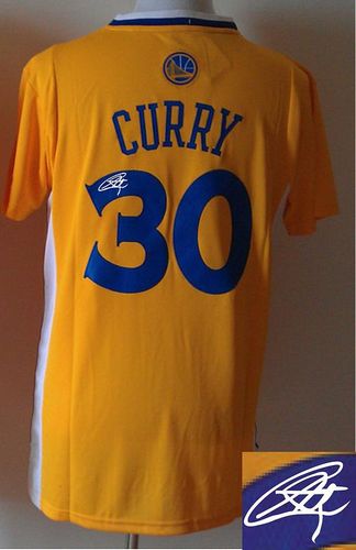 Revolution 30 Autographed Warriors #30 Stephen Curry Gold Stitched NBA Jersey