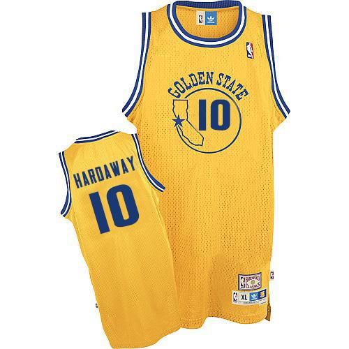 Warriors #10 Tim Hardaway Gold Throwback Stitched NBA Jersey