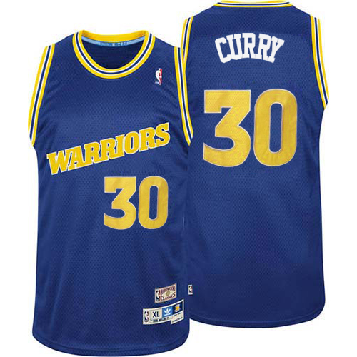 Warriors #30 Stephen Curry Blue Throwback Stitched NBA Jersey