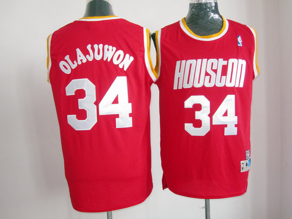 Mitchell and Ness Rockets #34 Hakeem Olajuwon Stitched Red Throwback NBA Jersey