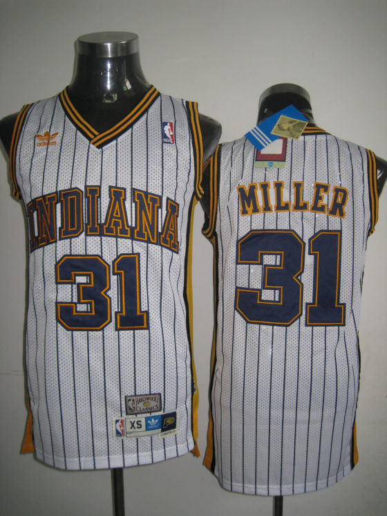 Mitchell and Ness Pacers #31 Reggie Miller White Stitched Throwback NBA Jersey