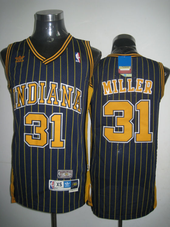 Mitchell and Ness Pacers #31 Reggie Miller Navy Blue Stitched Throwback NBA Jersey