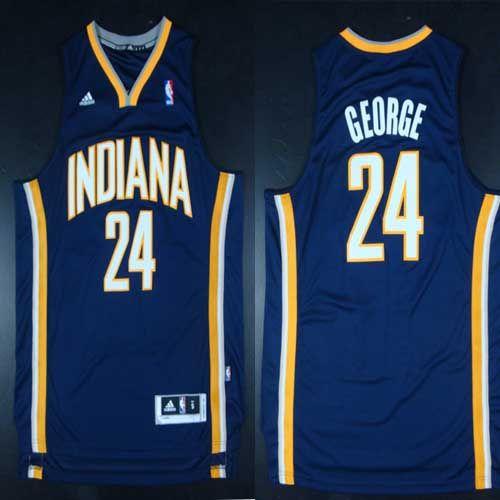 Pacers #24 Paul George Navy Blue Road Stitched NBA Jersey