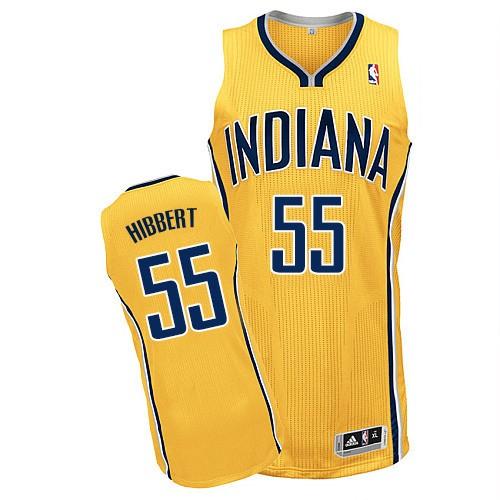 Pacers #55 Roy Hibbert Yellow Alternate Stitched NBA Jersey