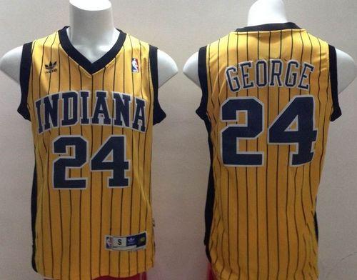 Pacers #24 Paul George Yellow Throwback Stitched NBA Jersey