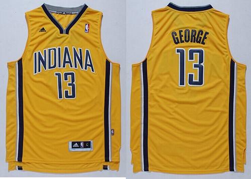Revolution 30 Pacers #13 Paul George Yellow Stitched NBA Jersey