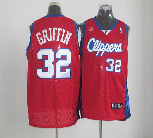 Clippers #32 Blake Griffin Red Mesh Clippers On Front Stitched NBA Jersey
