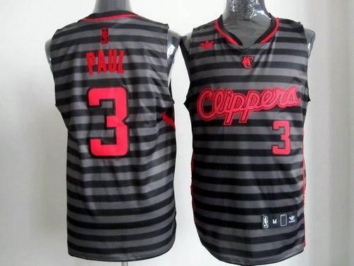 Clippers #3 Chris Paul Black/Grey Groove Stitched NBA Jersey