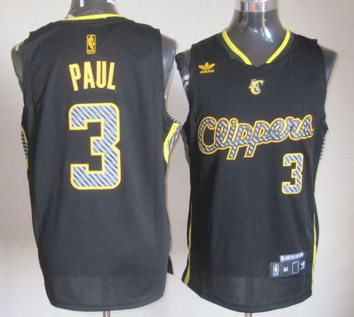 Clippers #3 Chris Paul Black Electricity Fashion Stitched NBA Jersey