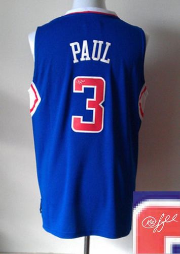 Revolution 30 Autographed Clippers #3 Chris Paul Blue Stitched NBA Jersey