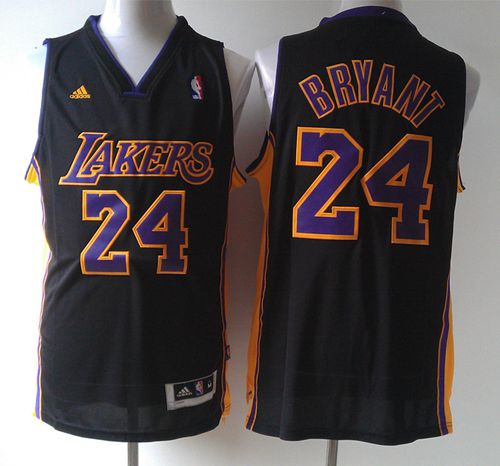 Lakers #24 Kobe Bryant Black Purple Number Hollywood Nights Stitched NBA Jersey