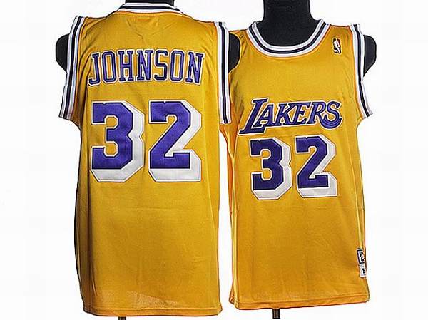 Mitchell and Ness Lakers #32 Magic Johnson Stitched Yellow Throwback NBA Jersey