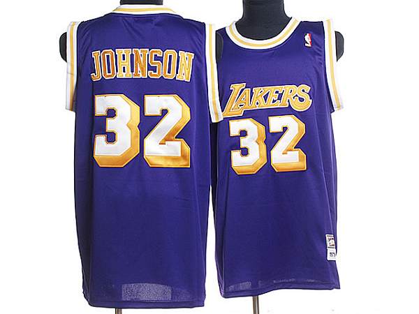 Mitchell and Ness Lakers #32 Magic Johnson Stitched Purple Throwback NBA Jersey