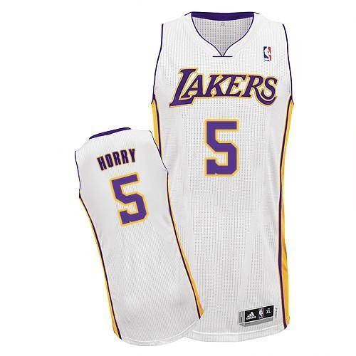 Lakers #5 Robert Horry White Throwback Stitched NBA Jersey
