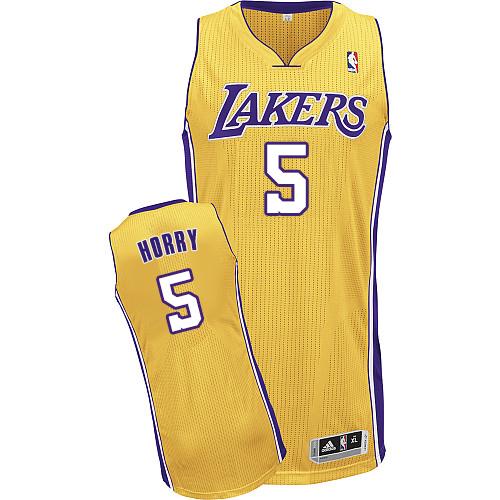 Lakers #5 Robert Horry Gold Throwback Stitched NBA Jersey