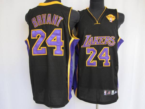 Lakers #24 Kobe Bryant Stitched Black Purple Number Final Patch NBA Jersey