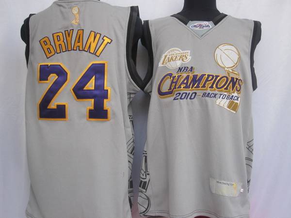 Lakers #24 Kobe Bryant Grey 2010 NBA Finals Champions Stitched NBA Jersey