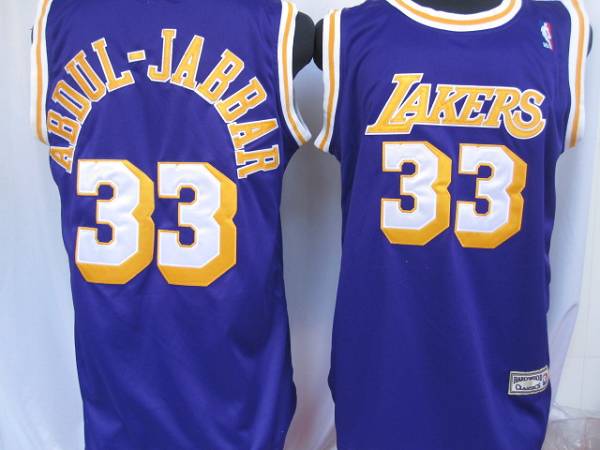 Mitchell&Ness Lakers #33 Abdul Jabbar Purple Throwback Stitched NBA Jersey