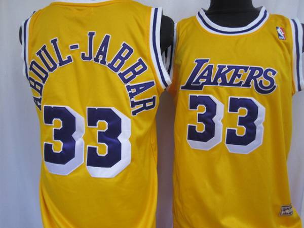 Mitchell&Ness Lakers #33 Abdul Jabbar Yellow Throwback Stitched NBA Jersey